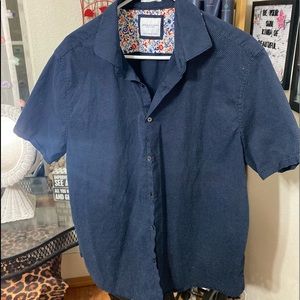 Denim and Flowers Blue Mens shirt with Polka dots.